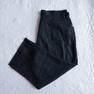 Ralph Lauren Linen Wide Leg Crop Ankle Pants Black
